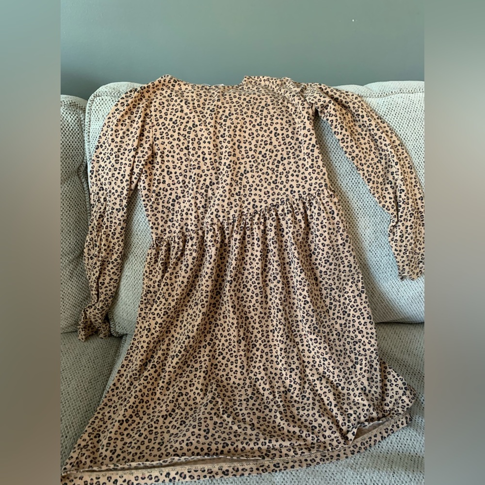 Girls H&M knee length leopard print cotton dress